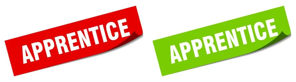 Apprentice paper peeler sign set. apprentice sticker Illustrazione stock