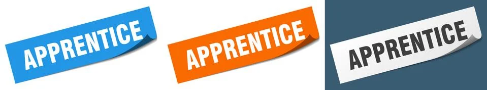Apprentice paper peeler sign set. apprentice sticker イラスト素材