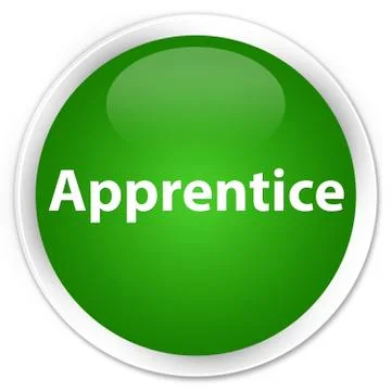 Apprentice premium green round button 库存插图