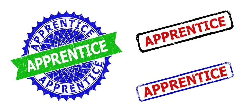 APPRENTICE Rosette and Rectangle Bicolor Stamps with Distress Surfaces 库存插图