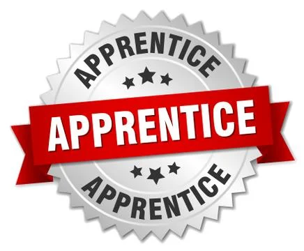 Apprentice round isolated silver badge 스톡 일러스트