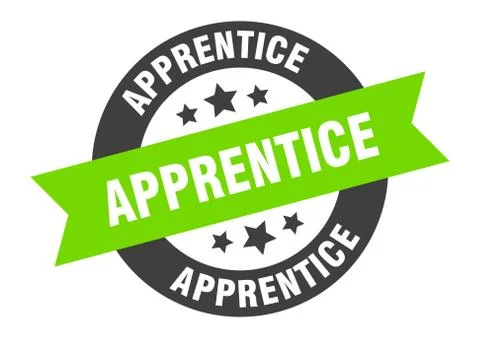 Apprentice sign. apprentice round ribbon sticker. apprentice tag 库存插图
