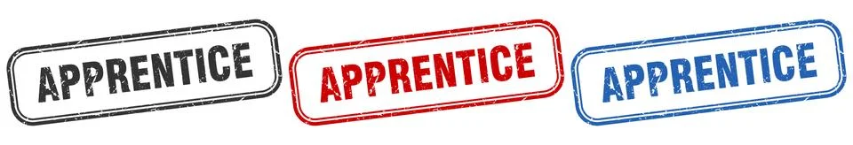 Apprentice square isolated sign set. apprentice stamp Illustrazione stock