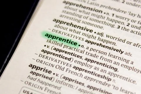 Apprentice word or phrase in a dictionary. Stock Photos