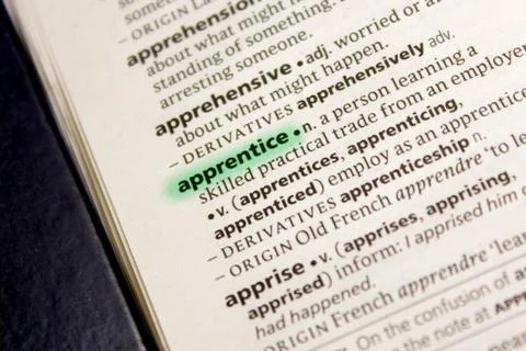 Apprentice word or phrase in a dictionary. Stock Photos