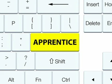 Apprentice yellow keyboard button Illustrazione stock