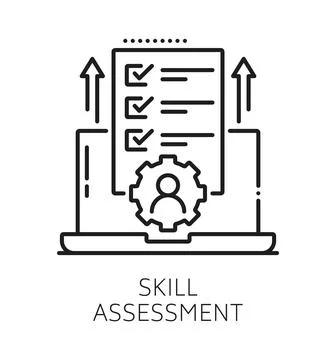 Apprenticeship LMS skill assessment line icon Stock Illustration