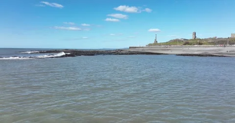 Approach to Aberystwyth Memorial from over the Ocean Stock-Footage 264835532