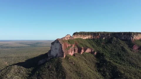 Approach Of Air To Cliff Huge Table Mountain Aerial Drone 4K Video stock 201184059