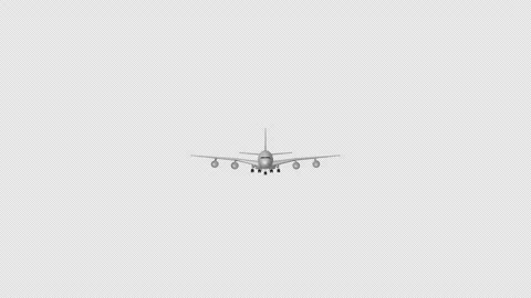 Approach of the Airplane, Front View, Alpha Channel, Exclusive Stock Footage 270572935