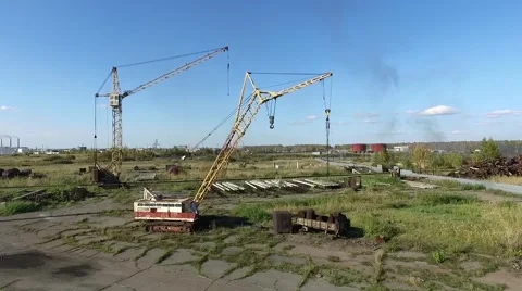 Approach to the industrial crane Stock Footage 68934891