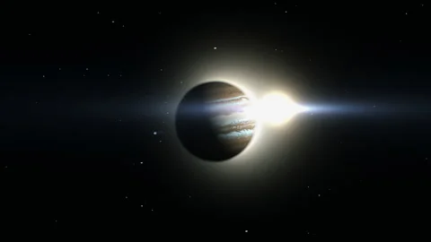 The approach of a large gas planet in space. the concept of new worlds or new Stock Footage 172949708