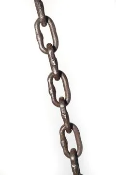Approach to an old chain on white background Stock Photos