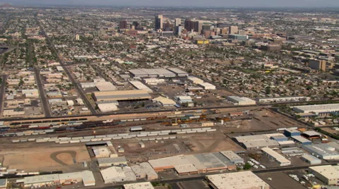 Approach to Phoenix over industrial area. Shot in 2007. Stock Footage 59523522