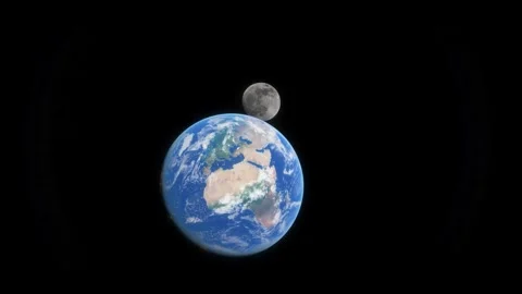 Approach of planet earth and its satellite moon Stock Footage 270723931