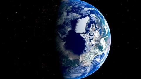 Approach to planet Earth from outer space. Greenland. Stock Footage 123090417