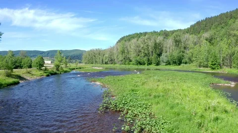The approach shot over the river. Stock Footage 112330339