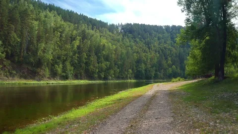 The approach shot over the riverfront. Stock Footage 114880823
