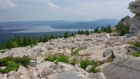 The approach shot over the stone river. Stock Footage 114057167