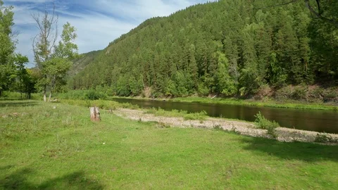 The approach shot  towards the river. Stock Footage 114878194