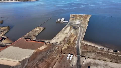 Approach to a small ferry terminal Stock Footage 267042205