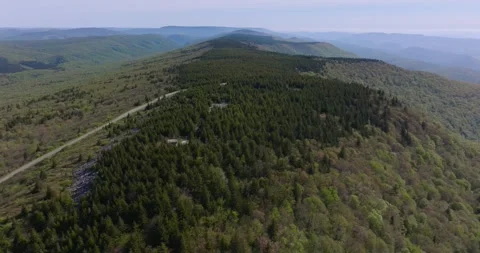 Approach to Spruce Knob Platform Aerial Stockbeeldmateriaal 328469945
