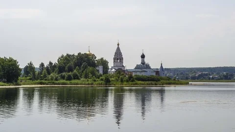 The approach to the temple on the lake Stock Footage 83408887