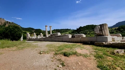 Approaching Ancient Stone Blocks at Sardis Temple, Turkey Stock Footage 337372683