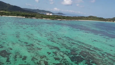 Approaching the beach over the beautiful ocean in Ishigaki Island, Okinawa Stock Footage 310499449