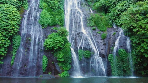 Approaching Beautiful Waterfall, Bali Stock Footage 147311224