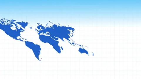 Approaching the Blue World Map with Perspective Stock Footage 332457457