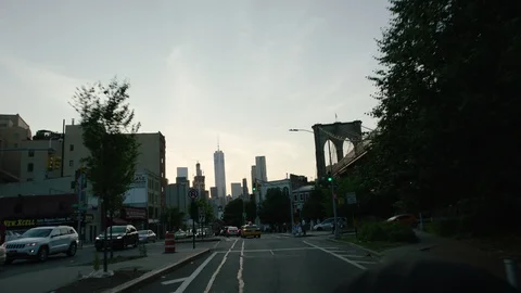 Approaching Brooklyn Bridge Park at sunset Stock Footage 108752885