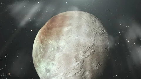 Approaching Charon, Moon of the dwarf Planet Pluto.  Stock Footage 138515243