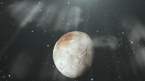 Approaching Charon, Moon of the dwarf Planet Pluto.   Stock Footage 138515654