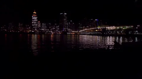 Approaching City Night Lights 1 Stock Footage 1078600