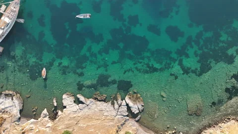 Approaching clear waters with drone footage Stock Footage 235328389