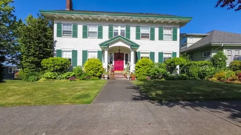 Approaching a colonial style house Stock Footage 90317624