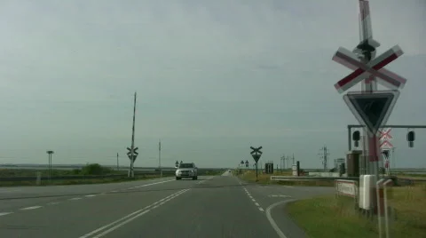 Approaching a crossroads with a level crossing Video stock 483324