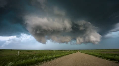 Approaching Dark Storm Cloud Ready To Produce Tornado Stock Footage 245768219