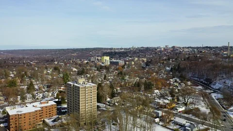 Approaching Downtown Ithaca Skyline  York Stock Footage 121225733