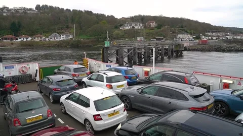 Approaching Dunoon pier on the Sound of Soay, Scotland, UK Stock Footage 237898501