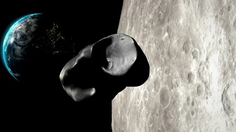 Approaching the Earth of asteroid from cosmos. Earth, moon. View from space Stock Footage 166157028