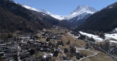 Approaching Evolène, spring - Aerial 4K Stock Footage 106226607