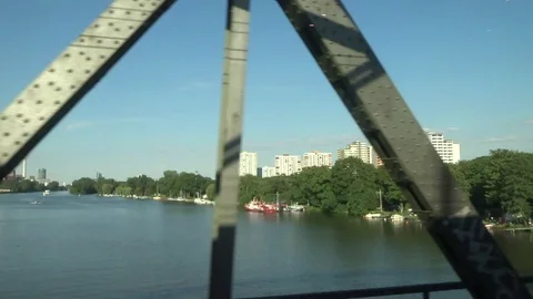Approaching Frankfurt - view from the train window Stock Footage 95595047