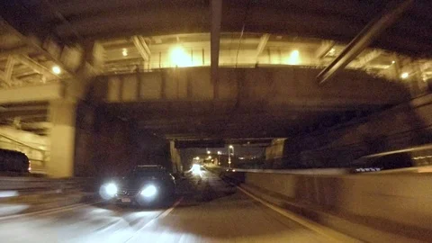 APPROACHING THE THE GEORGE WASHINGTON BRIDGE AT NIGHT 5 4 Stock Footage 87418191