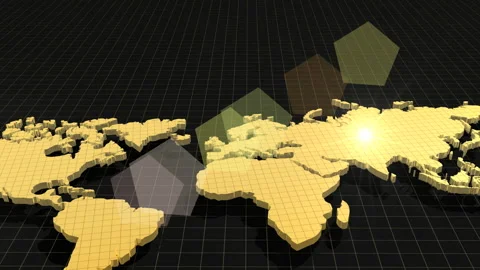 Approaching the Golden Gridded World Map 스톡 동영상 332455221
