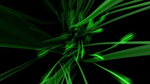 Approaching Green Particles with trails (3d rendering) Stock Footage 84782080