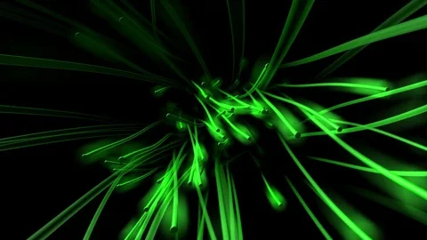 Approaching Green Particles with trails (3d rendering) Stock Footage 84782171