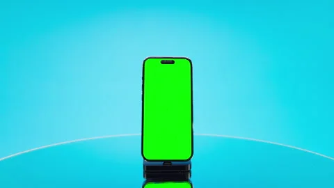 Approaching Green Screen Smartphone Mockup on Blue Stock Footage 335686887