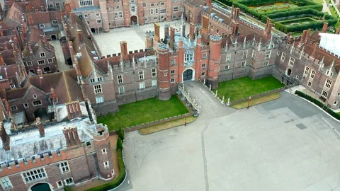 Approaching Hampton Court Palace - Designed and built in the 16th Century Stock Footage 121545867